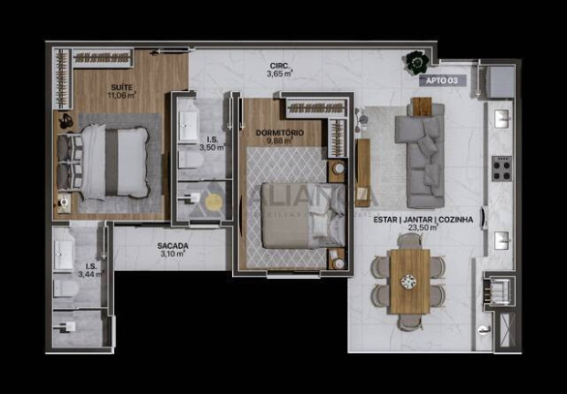 Imagem Apartamento com 2 Quartos à Venda, 67 m² em Gravatá - Navegantes
