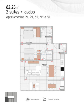 Imagem Apartamento com 2 Quartos à Venda, 75 m² em Toninhas - Ubatuba