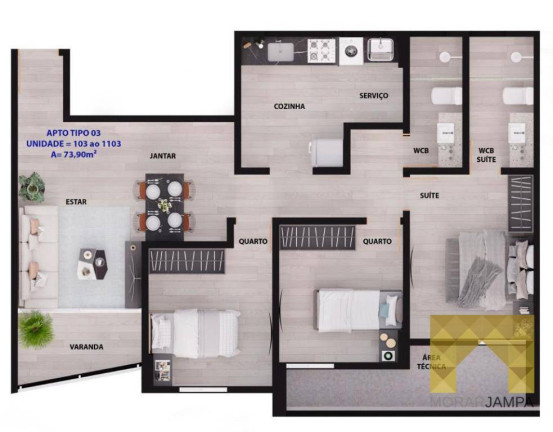 Imagem Apartamento com 2 Quartos à Venda, 57 m² em Manaíra - João Pessoa
