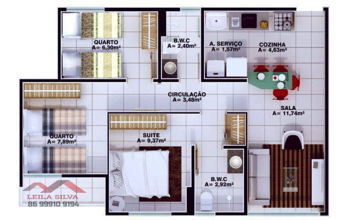 Imagem Apartamento com 3 Quartos à Venda, 60 m² em Planalto Uruguai - Teresina Imagem Apartamento com 3 Quartos à Venda, 60 m² em Planalto Uruguai - Teresina