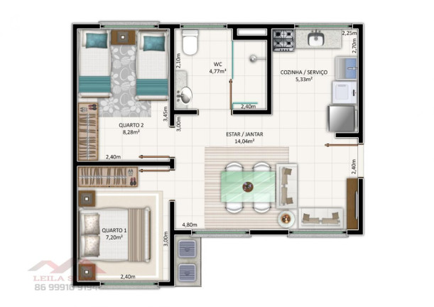 Imagem Apartamento com 2 Quartos à Venda, 46 m² em Bairro Santa Maria - Teresina Imagem Apartamento com 2 Quartos à Venda, 46 m² em Bairro Santa Maria - Teresina