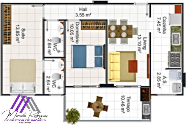 Imagem Apartamento com 2 Quartos à Venda, 75 m² em Campo Da Aviação - Praia Grande