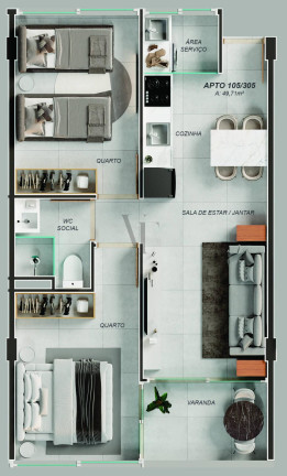 Imagem Apartamento com 2 Quartos à Venda, 59 m² em Jardim Oceania - João Pessoa Imagem Apartamento com 2 Quartos à Venda, 59 m² em Jardim Oceania - João Pessoa