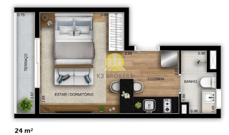 Imagem Studio com 1 Quarto à Venda, 24 m² em Vila Madalena - São Paulo Imagem Studio com 1 Quarto à Venda, 24 m² em Vila Madalena - São Paulo