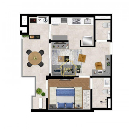 Imagem Apartamento com 1 Quarto à Venda, 54 m² em Boqueirão - Santos