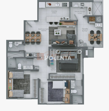 Imagem Apartamento com 3 Quartos à Venda, 99 m² em Santa Bárbara - Criciúma