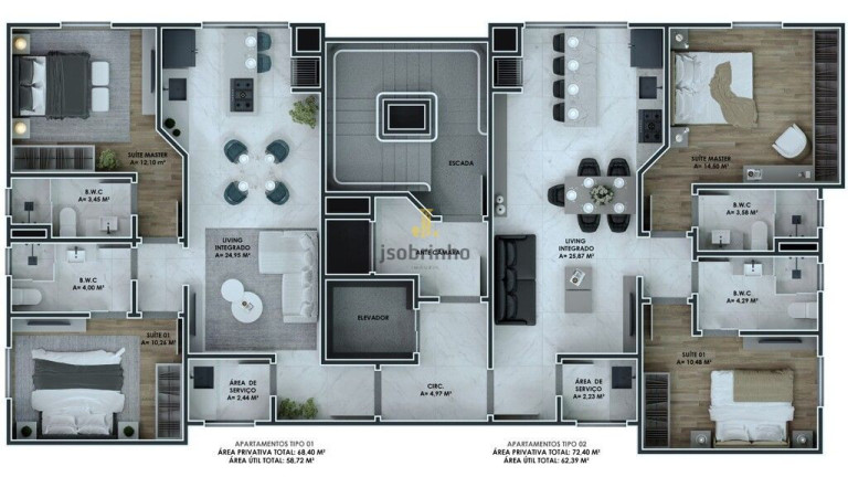 Apartamento com 2 Quartos à Venda, 68 m² em Meia Praia - Itapema