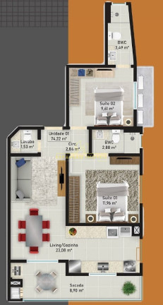 Imagem Apartamento com 2 Quartos à Venda, 92 m² em Barreiros - São José Imagem Apartamento com 2 Quartos à Venda, 92 m² em Barreiros - São José