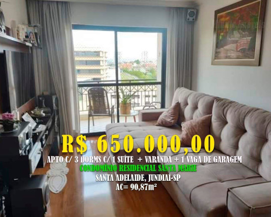 Imagem Apartamento com 3 Quartos à Venda, 90 m² em Vila Japi Ii - Jundiaí Imagem Apartamento com 3 Quartos à Venda, 90 m² em Vila Japi Ii - Jundiaí