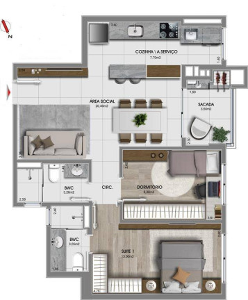 Imagem Apartamento com 2 Quartos à Venda, 70 m² em Estreito - Florianópolis Imagem Apartamento com 2 Quartos à Venda, 70 m² em Estreito - Florianópolis