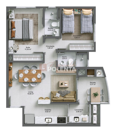 Imagem Apartamento com 2 Quartos à Venda, 67 m² em Centro - Criciúma