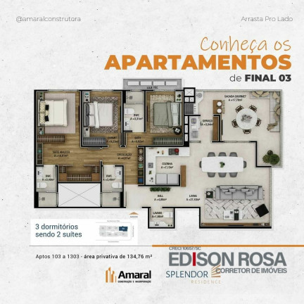 Imagem Apartamento com 3 Quartos à Venda, 134 m² em Barreiros - São José Imagem Apartamento com 3 Quartos à Venda, 134 m² em Barreiros - São José