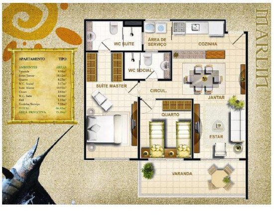 Imagem Apartamento com 2 Quartos para Alugar, 75 m² em Cumbuco - Caucaia Imagem Apartamento com 2 Quartos para Alugar, 75 m² em Cumbuco - Caucaia